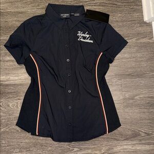 Harley-Davidson Navy Shirt with Orange Trim